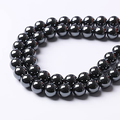 51pcs 8mm AAA Black Hematite Beads Natural Stone Gemstone Round Loose Beads for Jewelry Making DIY Bracelets Necklace Earrings (16 Count)