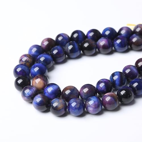 72PCS 10mm AAA Natural Tiger Eye Stone Beads Gemstone Round Spacer Loose Beads for Jewelry Making DIY Bracelet