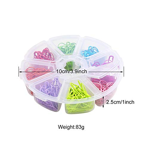 Colorful Metal Knitting Pins Stitch Markers Pear Shape Safety Pins for Sewing Clothing DIY Craft Making with Storage Box Knitting Counter Crochet Needle Clip Ring (320 Count)