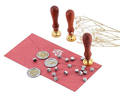 360 Pcs Silver Octagon Sealing Wax Beads for Wax Seal Stamp with 4 Candles and 1pcs Melting Spoon (360 Count)