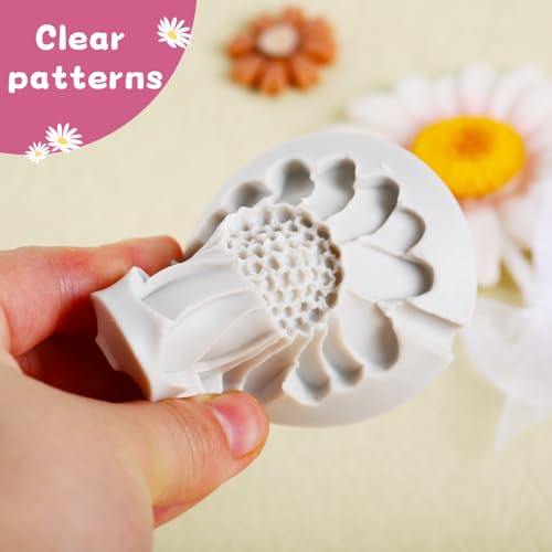 2Pcs Chrysanthemum Flower Silicone Mold for Fondant Cake Decorating