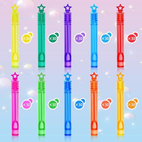 300 Piece Mini Bubble Wands in 10 Colors (4.8 Ounce)