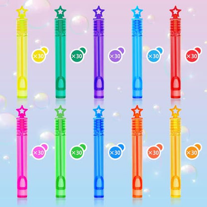 300 Piece Mini Bubble Wands in 10 Colors (4.8 Ounce)