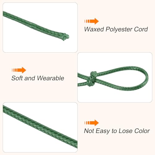Waxed Cord 2.5mm Waxed Polyester Cord 87 Yard Wax String for Bracelet Making