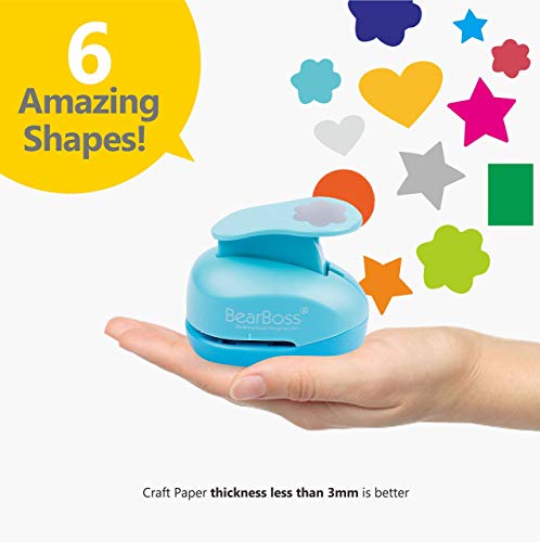 6 Craft Hole Punch Shapes 1 Inch Paper Punches for Crafting Handmade Scrapbooking Punches Mix Shapes Designs for Kindergarten Teacher Office Supplies by BearBoss (6 Count)