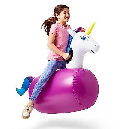 Hop N Go Inflatable Unicorn Riding Bouncy Hopping Toys for Kids Ages 5+