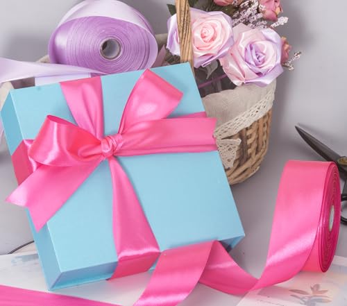 1 1 2 Inch Rose Red Solid Satin Ribbon for Gift Wrapping