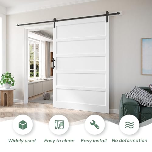 60inx80in Barn Door White with 10FT Sliding Door Hardware Kit Included & Handle