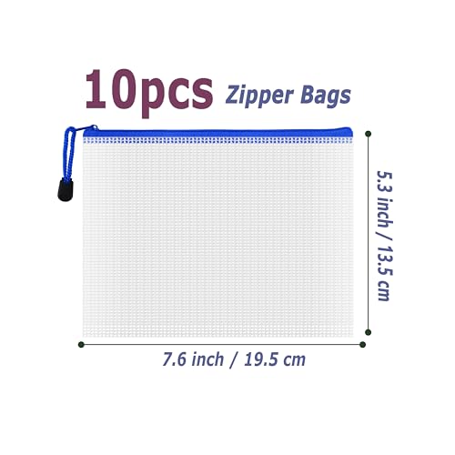 10 Pcs Zipper File Bags (10 Count)