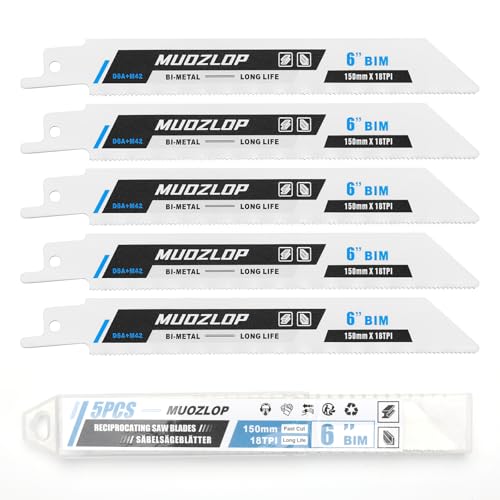 5Pack 6inch 18TPI Metal Reciprocating Saw Blades Set (5 Count)