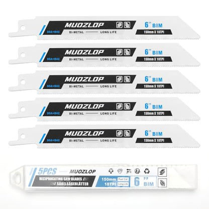 5Pack 6inch 18TPI Metal Reciprocating Saw Blades Set (5 Count)