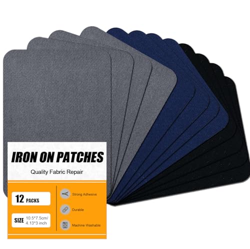 Iron on Patches Repair for Fabric Clothes (12 Count)