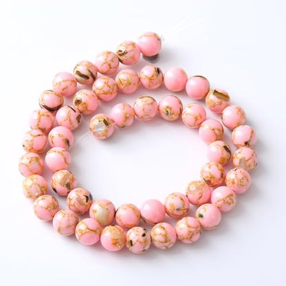 45PCS 8MM Natural Pink Shell Turquoise Beads for Jewelry Making with Mother