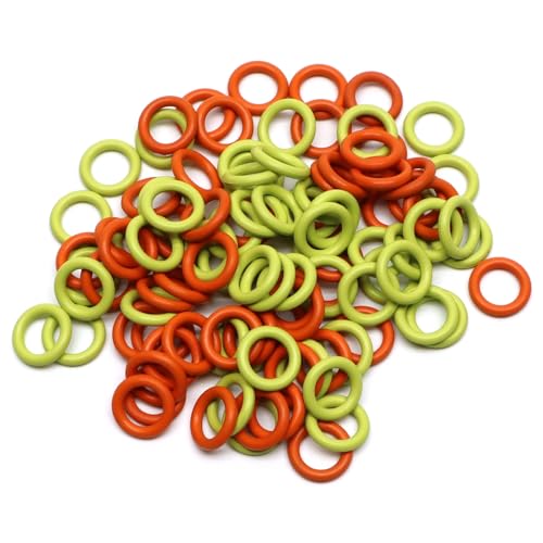 100 Pack) Soft Stitch Ring Markers for Knitting and Crochet - Flexible, Snag-Free Rubber Stitch Markers (Small Size for Needle Sizes 0-8, Orange & Yellow)