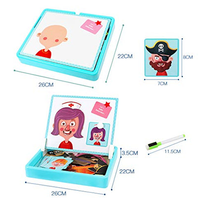 Magnetic Puzzles Face Dress Up Travel Game Double Side Preschool Educational Learning Toy for Kids (78 Count)