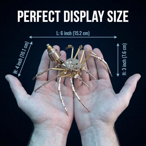 Steampunk 3D Metal Puzzle Spider 140+ Pcs Mechanical DIY Assembly Model Kit Desktop Display for Men Family and Friends (140 Count)