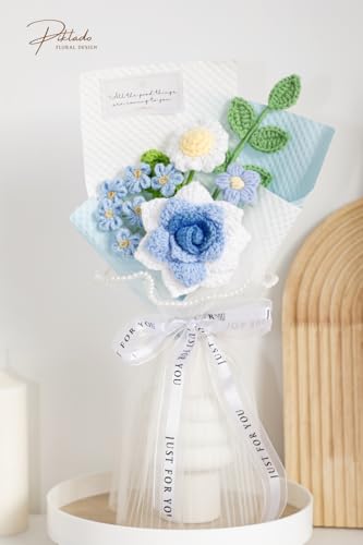 Hand Woven Flower Bouquet Finished for Mother's Day Birthday Gift Crochet Artificial Flower