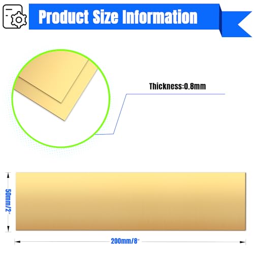 Brass Sheet 2" x 8" 0.8mm Thick