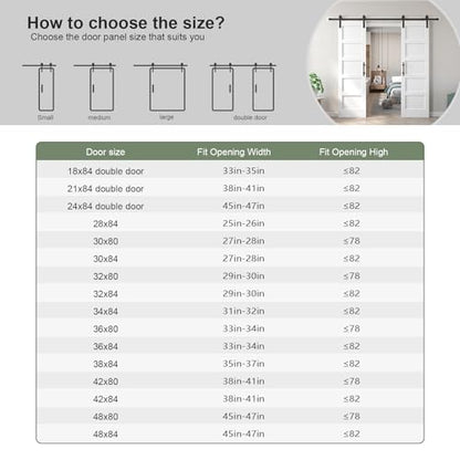Double 24x84 inch White Barn Door with 8FT Barn Door Hardware Kit Included (2 Count)