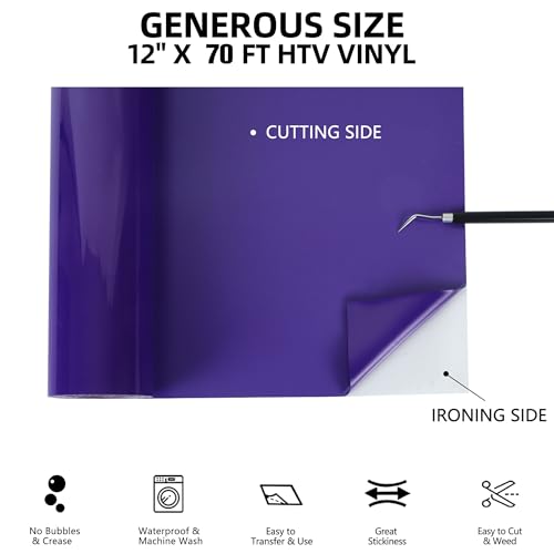 Purple HTV Heat Transfer Vinyl Rolls (70 Foot)