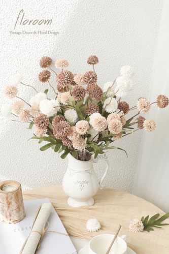 9pcs Taupe Beige Mix Faux Silk Mums Artificial Flowers (9 Count)