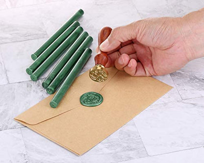 15Pcs Metallic Green Glue Gun Sealing Wax Sticks for Wax Seal Stamp (15 Count)