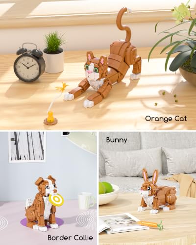3-in-1 Orange Cat Building Set, Build a Cat, Dog or Rabbit (909 Count)