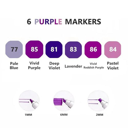 6 Colors Purple Pink Alcohol Markers Set (6 Count)