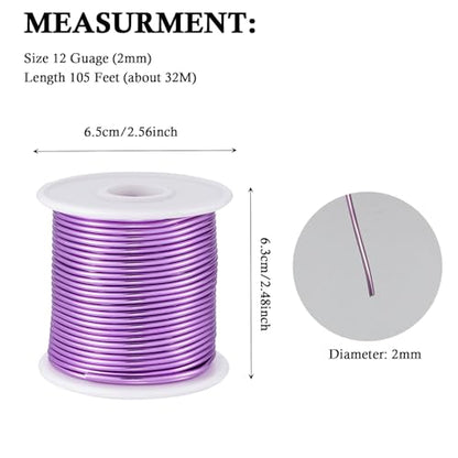 12 Gauge Light Purple Aluminum Craft Wire (103.68 Foot)