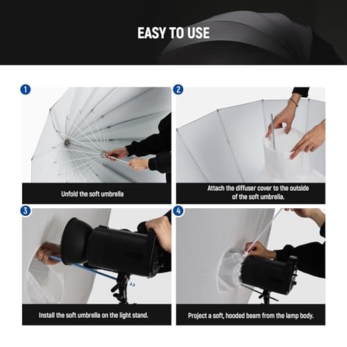 65" 165cm Parabolic Reflective Umbrella Photography with White Inner