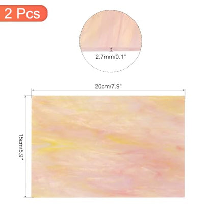 2 Pcs Stained Glass Sheet Mosaic Tile 7.9 Inch x 5.9 Inch Pink Stained Glass Sheets for Crafts DIY Art Project