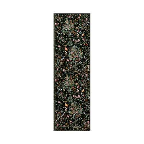 Floral Washable Runner Rug 2x8 Non Slip