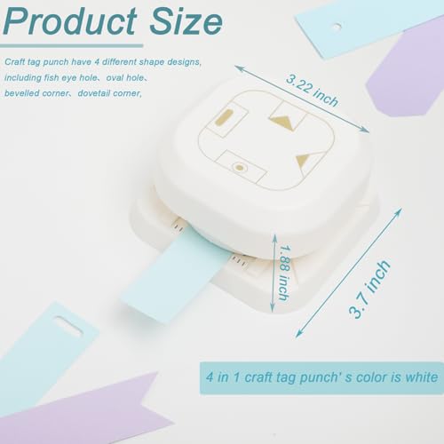 Craft Tag Punch Tag Paper Punches 4 in 1 Hole Puncher for Making Scrapbooking DIY Crafts Paper Punches