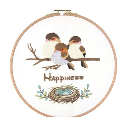Embroidery Starter Kit Stamped with Pattern Feather Dream with Base and Hoops Cloth Color Threads DIY Cross Stitch Needlework Home Decor Crafts for Adults