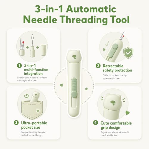 3-in-1 Automatic Needle Threader with Seam Ripper