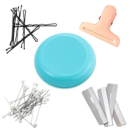 2 Pieces Magnetic Pin Holder Sewing Bobby Pin Cushion Needle Round Paper Clip Holder Magnetic Cushion Sewing Magnet Push for Hairclip Storage Case Cushions Supplies Organizer (2 Count)