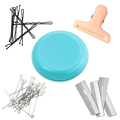 2 Pieces Magnetic Pin Holder Sewing Bobby Pin Cushion Needle Round Paper Clip Holder Magnetic Cushion Sewing Magnet Push for Hairclip Storage Case Cushions Supplies Organizer (2 Count)