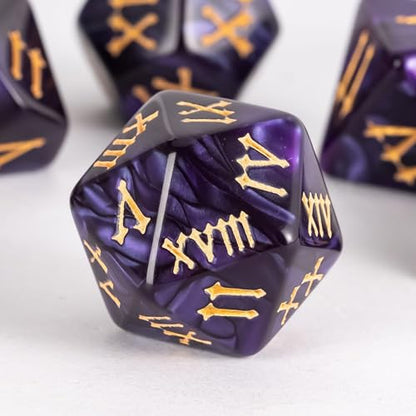 7 Die DND Dice Set Polyhedral Dice Set with a Leather Dice Bag (7 Count)