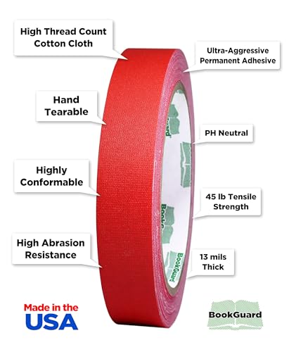 3 4 Inch Red Book Repair Cloth Tape 15 Yard Roll