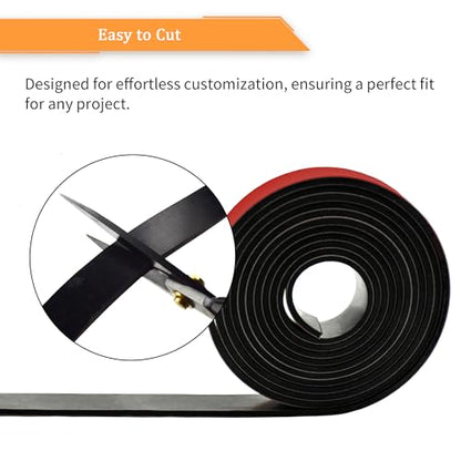 Solid Neoprene Rubber Strips with Adhesive Backing 1 (25 Foot)