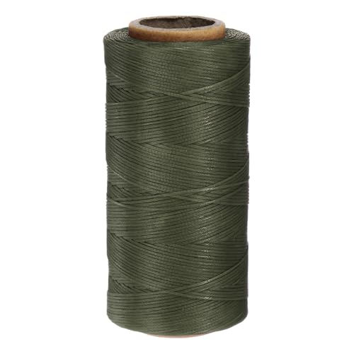 150D 0.8mm Flat Waxed Thread 284 Yards Polyester Leather Sewing Waxed String Hand Stitching Waxed Cord for Leather Stitching Sewing Bookbinding DIY Craft Dark Green