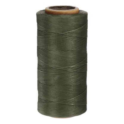 150D 0.8mm Flat Waxed Thread 284 Yards Polyester Leather Sewing Waxed String Hand Stitching Waxed Cord for Leather Stitching Sewing Bookbinding DIY Craft Dark Green