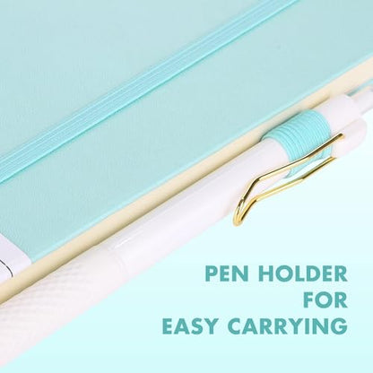 12 Set Lined Notebook Journals with Pens A5 Notebooks 100 GSM College Ruled Hardcover Notebook PU Leather Notepad with Pen Holder for Office School (12 Count)