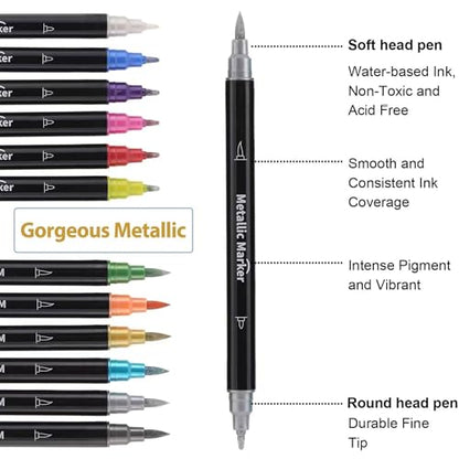 12 Colors Metallic Marker Pens (12 Count)