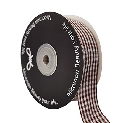 Brown Gingham Plaid Checked Ribbon 25 Yard Each Roll 100% Polyester (75 Foot)
