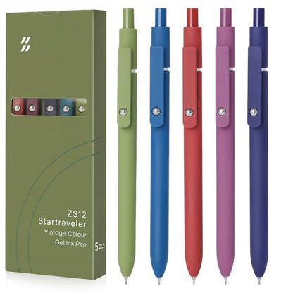 Gel Pens 5pcs 0.5mm Quick Dry Black Ink Fine Point Pens (5 Count)