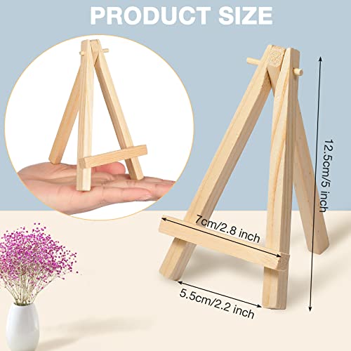 40 Pack 5 Inch Mini Wood Easel Stand Mini Wood Display Easel Wooden Tripod Holder Stand for Painting Portable Canvas Photo Picture Sign Displaying Small Business Cards Artist Phone Wedding (40 Count)
