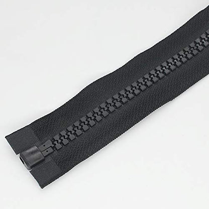 2PCS #10 60 Inch Heavy Duty Zippers for Sewing Separating Large Plastic Zippers Black Tape with Double Pull Tab Slider