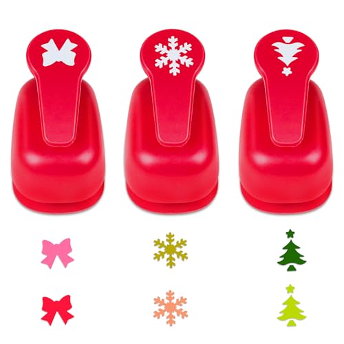 3 Pcs Christmas Punch Snowflakes Bow Xmas Tree Shape Punch for Cardstock (3 Count)