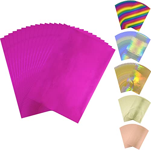 300 Pieces Toner Reactive Foil 6 Assorted Color Foil Paper Sheets for Arts Crafting Foil Plate Card Making Decoration Hot Foil Roll Transfer Foil Sheet for Craft Cardstock DIY Card Invitation Supplies (300 Count)